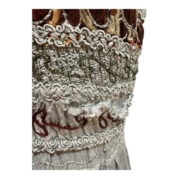 Indian Bohemian Embroidery Gray Leopard Maxi Dress Festival Size Medium - Picture 11 of 16